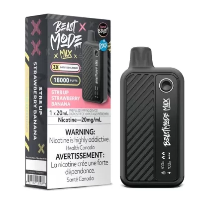 Flavour Beast Beast Mode Max 18K Disposable – 20ML – STR8 Up Strawberry Banana - Select Option#Outside Ontario>Ontario