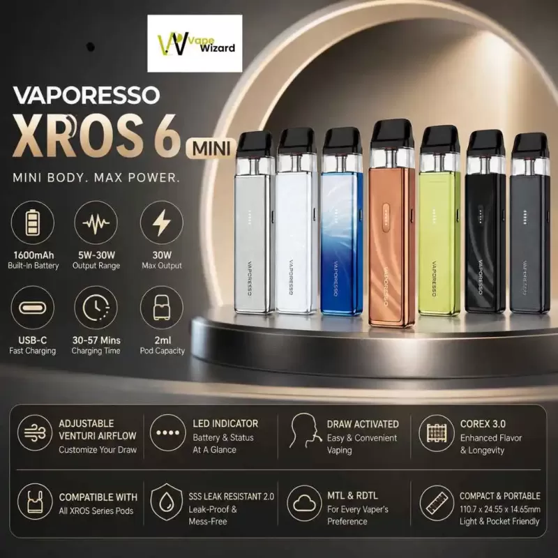 Vaporesso Xros 6 Mini Vape Kit 1600mAh 30W In UAE - Vapewizarddxb