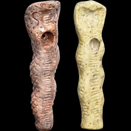 Textured Cobra Carved Stone Pipe