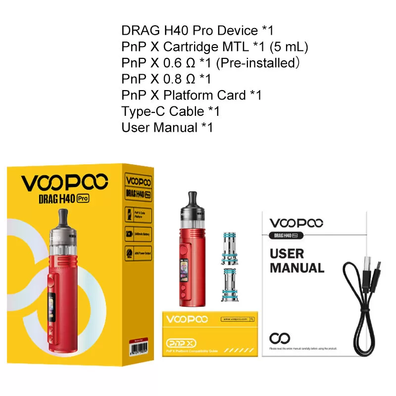 VOOPOO Drag H40 Pro Pod Kit 40W - Glow Pink - Image 3