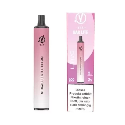 LINVO BAR LITE – Strawberry Ice Cream - Linvo Bar Lite / pflanzliches Glycerin / Ethyl Maltol ( kann allergische Reaktionen hervorrufen) / Aromastoffe / Nikotin / Propylenglykol / 20mg/ml / 550 mAh /