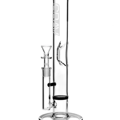 GRAV Medium Straight Base w/ Disc Bong - Color#Black>Clear