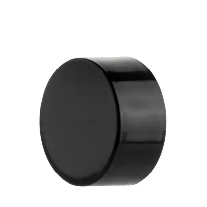 Child Resistant Plastic Caps | Smooth Gloss w/ Foil Liner | 28mm – Black – 126 Count