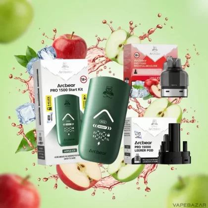 Arcbear Pro 15000 Starterkit – Apple Ice 20mg/ml Nikotin - Ice / Apfel / 20mg/ml / bis zu 15000 / USB-C / 1000 mAh / 10 ml / Dual-Mesh / ECO 12 W / BOOST 20 W