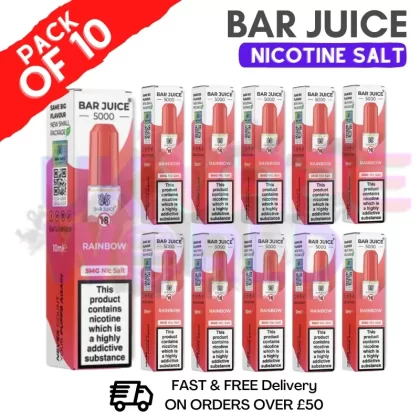 Rainbow Bar Juice 5000 Nic Salt | Box of 10 | ONLY £13.99