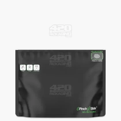 Child Resistant | 100% Recyclable Pinch N Slide ASTM Matte Black Mylar Exit Bags | 12in x 9in – 56g – 250 Count