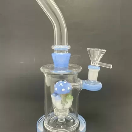 10″ Milky Blue Shower Bend Mushroom Bong