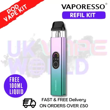Pink Mint Vaporesso Xros 4 Pod Vape Kit + Free 100ML Eliquid