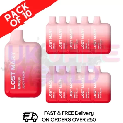 JUICY PEACH Lost Mary 600 Puff Bars Pack Of 10 BM600