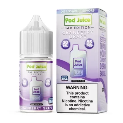 Pod Juice Salt PJ 5000 Series Cranberry Grape Tobacco Free Nicotine E-Juice 30ml