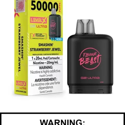 Smashin Strawberry Jewel Iced Flavour Beast Level X Ultra Pods