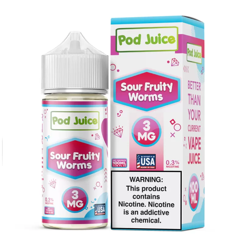 Pod Juice - Sour Fruity Worms - 100ML E-Liquid - 0MG