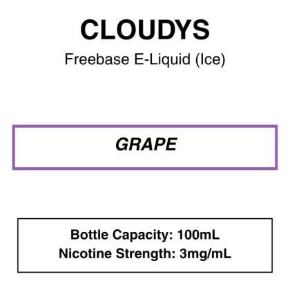 Grape – Cloudys Premium E- Liquid Nic Freebase 60 ml/100ml