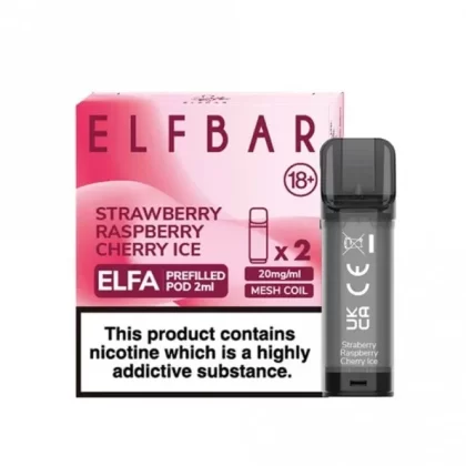Elf Bar Elfa Strawberry Raspberry Cherry Ice Nic Salt E Liquid Pods – Elfa Series (2 x 2ml)