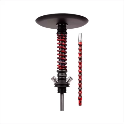 Shisha Mamay Customs Coilover Mini Anod Black Matte Red Splash - Mamay Customs / Uszczelka / Dyfuzor / Talerzyk / Ustnik / Aluminium / Limonkowy