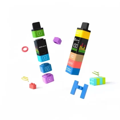 IQTE Maha Toy Bricks 2400 Puffs Disposable Vape - Random Flavors (fast Delivery), Watermelon Ice + Blueberry Ice + Blue Razz Lemon + Mixed Berries; 3-nicotine, 2-nicotine (0BD7E7)