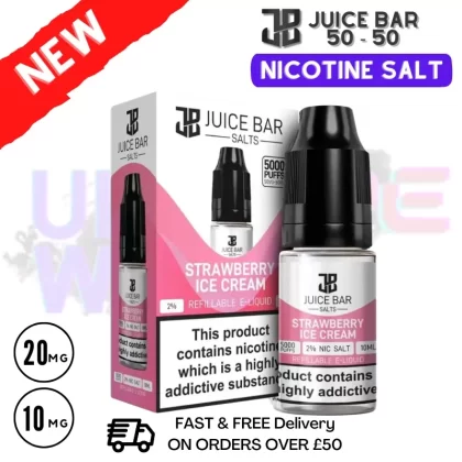 Strawberry Ice Cream – Juice Bar Nic Salt 10ML eLiquid Only £1.99