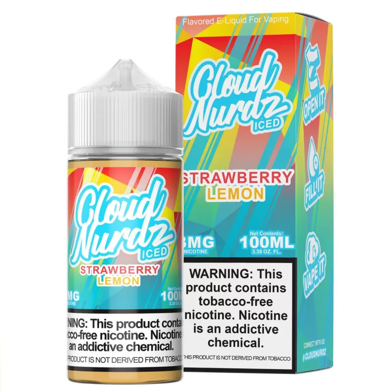 Cloud Nurdz TFN Premium E-Liquid 100ml - ICED Grape Strawberry / 6mg - Image 2