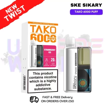 Strawberry ICE SKE SIKARY 6000 PUFF 6K Prefilled Kit
