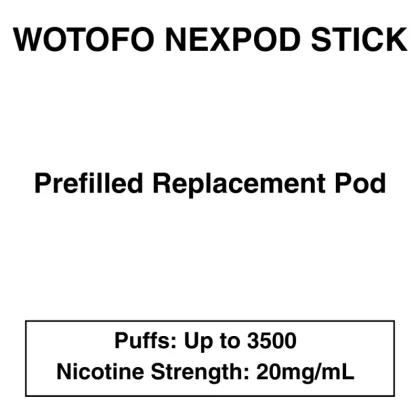 Wotofo nexPOD Stick – Prefilled Replacement Pod – 20mg/ml Nicotine – Up to 3500 Puffs – 1 Pod