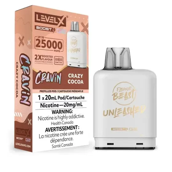 Flavour Beast Level X Vape Pod – 25K – Crazy Cocoa - Select Option#Ontario>Outside Ontario
