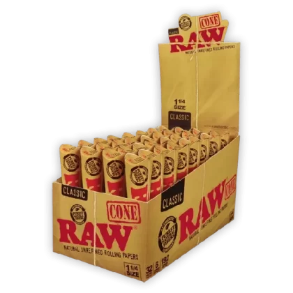 Raw Classic Cones - Product#King>1 1/4">1 1/4’~Packaging#Box of 32>1 Pack (3 Cones)>1 Pack (6 Cones)