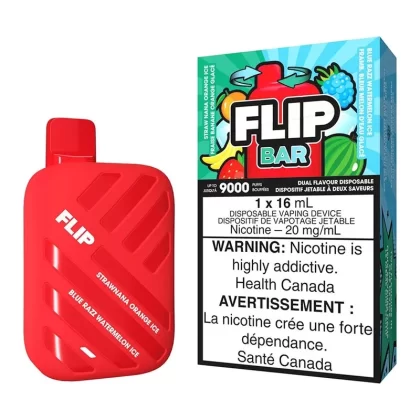 Flip Bar Disposable Vape Device – Straw Nana Orange Ice And Blue Razz Watermelon Ice - Nicotine Strength#20mg/ml