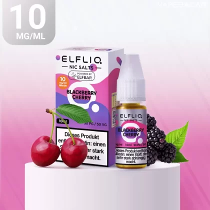 Elfliq Nikotinsalz Liquid – Blackberry Cherry 10mg/ml Nikotin - ELFLIQ by elfbar / Glycerin, Propylenglykol, Aroma, Nikotinsalz, Ethylbutyrat / Kirsche / Brombeere / 10mg/ml