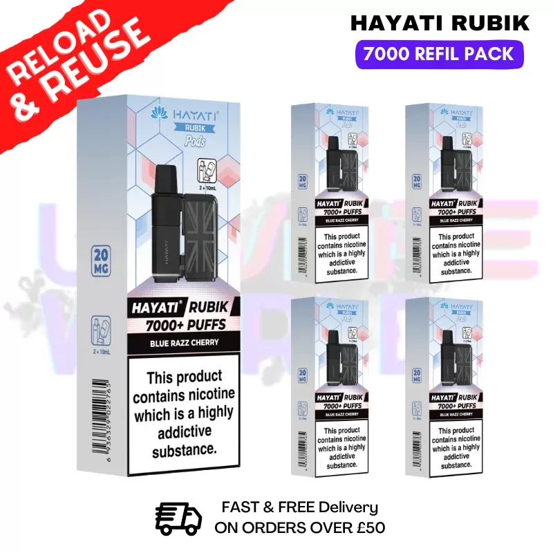 Blue Razz Cherry Hayati Rubik 7K Replacement Pods Box Of 5