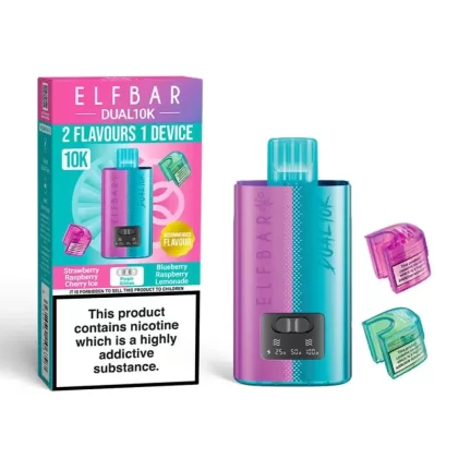 Elf Bar Dual 10K Puffs Prefilled Pod Kit 2 in 1 Vape - Only in £8.99 - Raspberry Edition