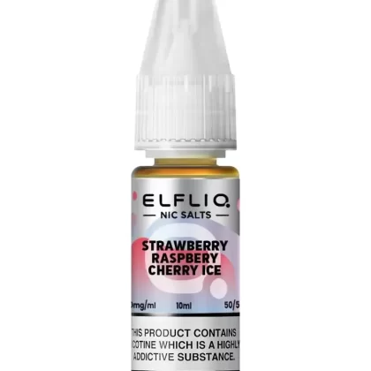 Elf Bar Elfliq Strawberry Raspberry Cherry Ice Nic Salt Vape Juice - Strength