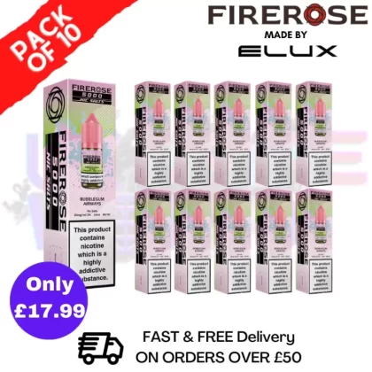 Bubblegum Soda Firerose 5000 Nic Salt Box Of 10