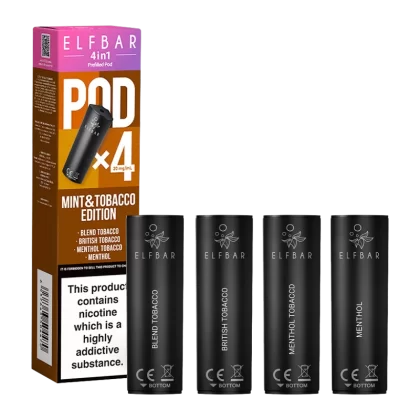 Mint & Tobacco Edition Elfbar 4in1 Pods - 20mg - Vape Product