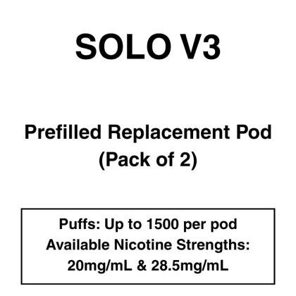 Solo V3 – Prefilled Replacement Pods – Pack of 2