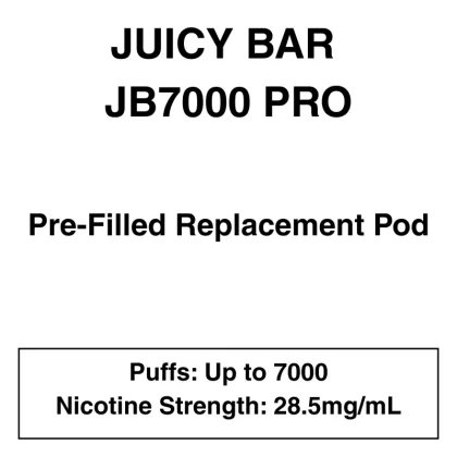 Juicy Bar JB7000 Pro – Prefilled Replacement Pod – 28.5mg/mL Nicotine – Up to 7000 Puffs – 1 Pod - Vapeys Co Nz