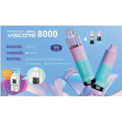 Uwell Viscore 8000 Prefilled Pod Vape Kit – Pack of 5