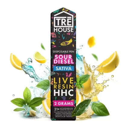 Tre House Live Resin HHC Vaporizer – 2000mg - Strain#Sour Diesel (S)>Mimosa (H)