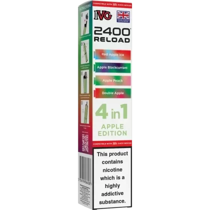 IVG 2400 Reload 4-in-1 Multi Flavour Prefilled Vape Pods - Flavour#Apple Edition>Banana Edition>Berry Edition>Blackberry Edition>Blackcurrant Edition>Blue Edition>Blueberry Edition>Cherry Ed (1AF47F)