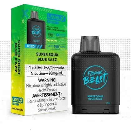 LEVEL X FLAVOUR BEAST BOOST POD 20ML – SUPER SOUR BLUE RAZZ ICED