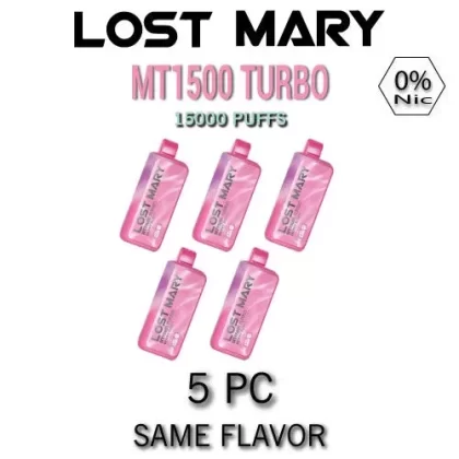 Lost Mary MT15000 Turbo ZERO 0% Disposable Vape Device | 15000 Puffs – 5PC