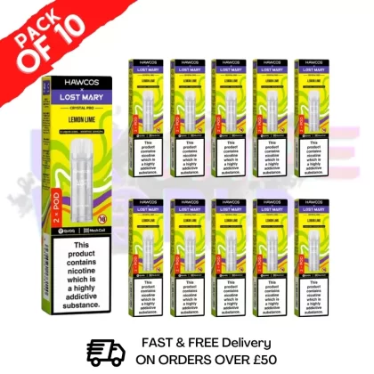 Lemon Lime Lost Mary Crystal Replacement Pods Box of 10