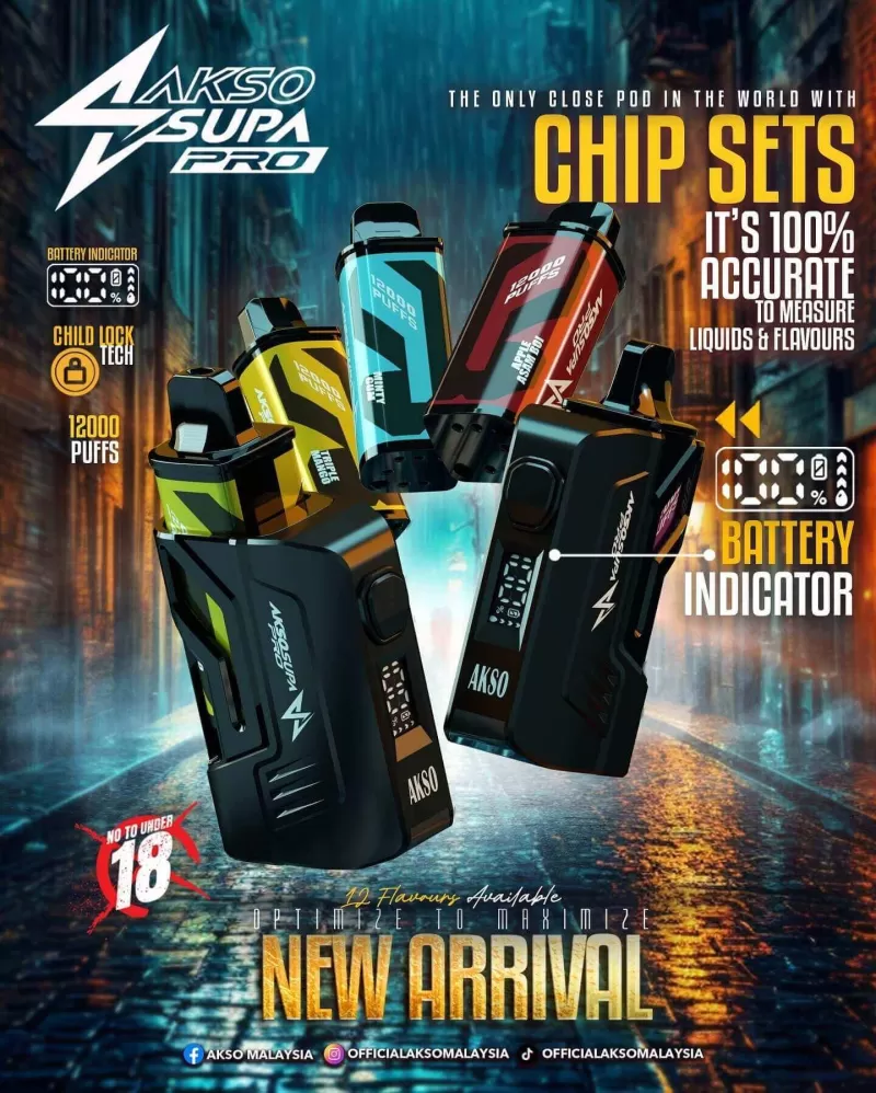 Akso Supa Pro 12000 Puffs - Apple Asam Boi (Kit Set) - Image 3