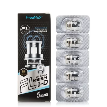Freemax Fireluke Solo FL Replacement Coils 5 Pack - FL1-D Mesh 0.15ohm (50-80W), FL2 Mesh 0.2ohm (50-80W)