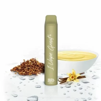 IVG BAR – Vanilla Custard Tobacco - IVG BAR / Himbeere / Ice / Nikotin-Benzoat / Propylenglykol / pflanzliches Glycerin / Aromastoffe / 20mg/ml / 550 mAh / ca. 800