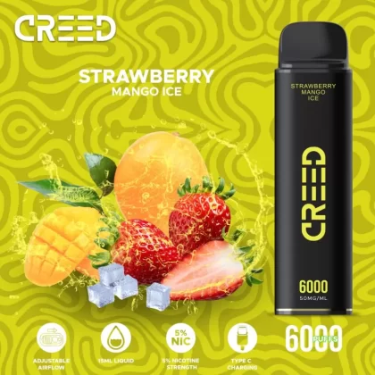 Creed Disposable Vape – Strawberry Mango Ice 6000 Puffs - Vapebazaar Pk