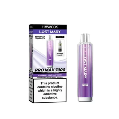 Hawcos x Lost Mary Pro Max 7000 Prefilled Pod Kit Blueberry Sour Raspberry - Nicotine Strength#20mg