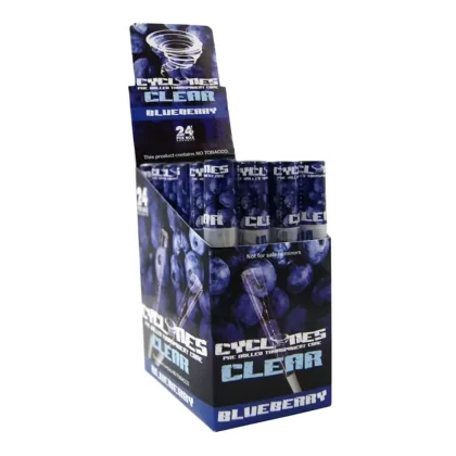 CYCLONES Clear Pre-Rolled Cones - 24 Per Box - Blueberry