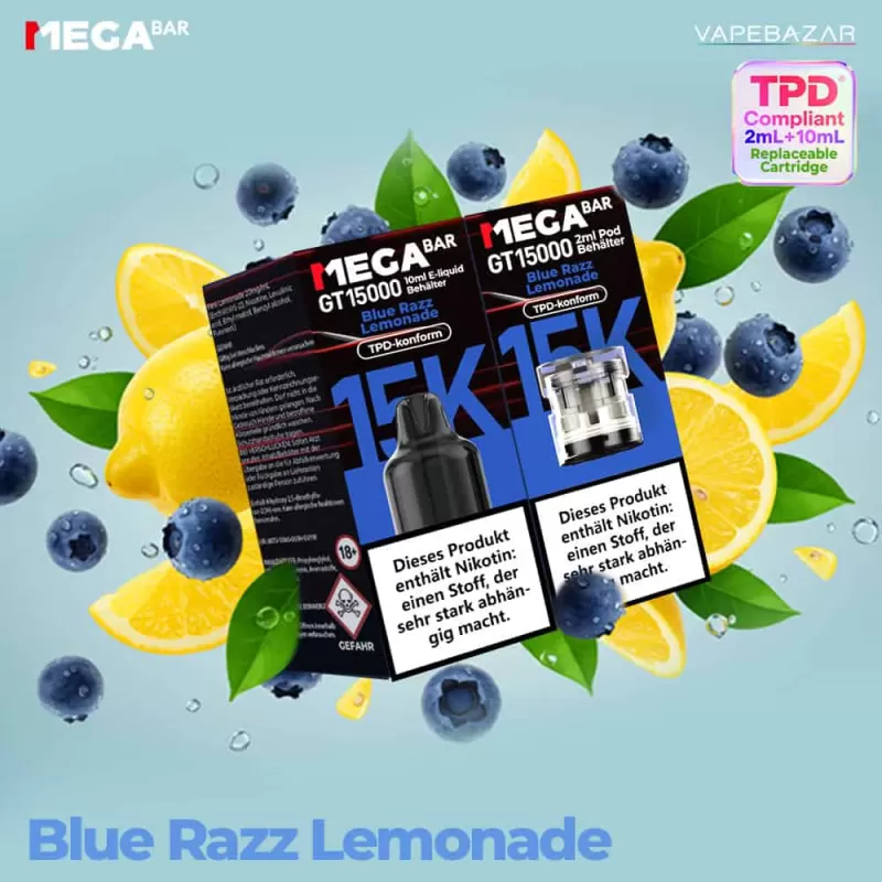 MEGABAR GT15000 Prefilled Pods – Blue Razz Lemonade (2+10ml)