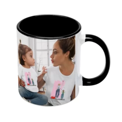 Custom Personalised Photo Coloured Mug Black (Double sided different photos)