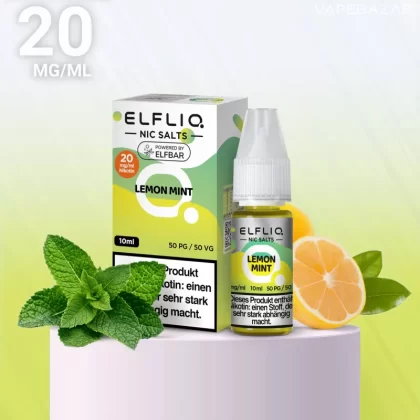 Elfliq Nikotinsalz Liquid – Lemon Mint 20mg/ml Nikotin - ELFLIQ by elfbar / Glycerin, Propylenglykol, Aroma, Nikotinsalz, Ethylbutyrat / Minze / Zitrone / 20mg/ml